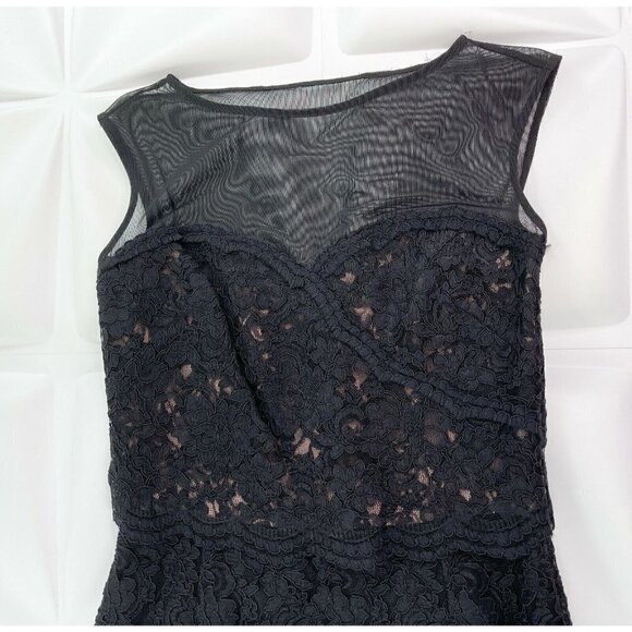 Lauren Ralph Lauren Sz 4 Black Lace Sheath Dress Scalloped Sweetheart Neckline s - Picture 3 of 7